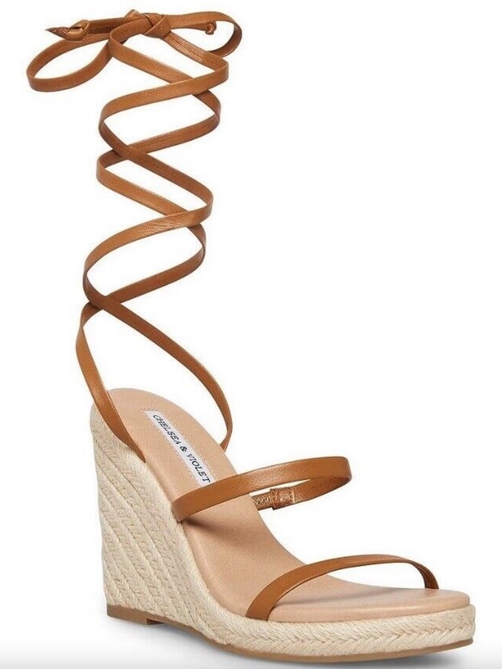 Chelsea & Violet Tan Lace-Up wedges